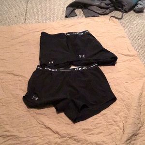 Under Armour shorts and spandex
